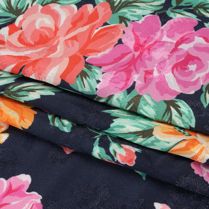 Floral Viscose Jacquard Print - Midnight and Orange Floral - Mood Exclusive Downright Dalloway Full