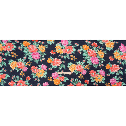 Floral Viscose Jacquard Print - Midnight and Orange Floral - Mood Exclusive Downright Dalloway Drape