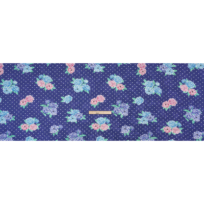 Floral Viscose Jacquard Print - Indigo, Blue and Pink Floral and Polka Dots - Mood Exclusive Rose Bush Banter Drape