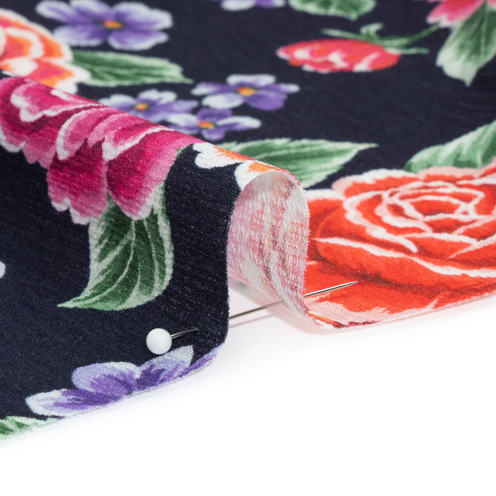 Mood Exclusive Midnight Bountiful Bushes Slubbed Gauzy Cotton Woven Detail