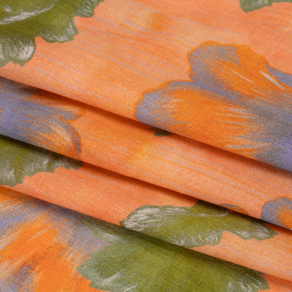 Mood Exclusive Orange Clementines and Lavender Cotton Crepe Folded