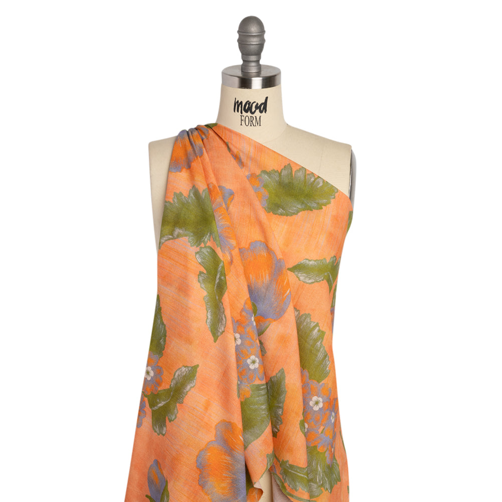 Mood Exclusive Orange Clementines and Lavender Cotton Crepe Drape