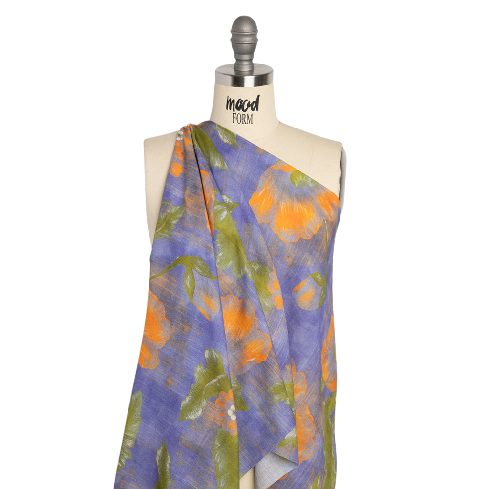 Mood Exclusive Blue Clementines and Lavender Cotton Crepe Drape