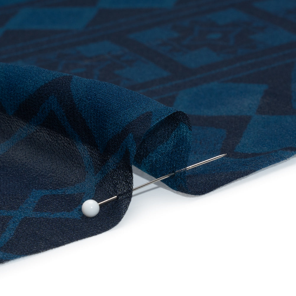 Mood Exclusive Navy Awaiting Eruption Viscose Chiffon Panel Folded
