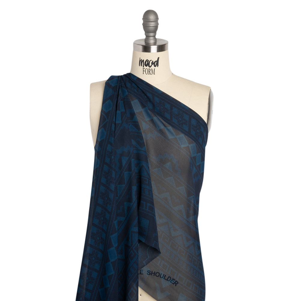 Mood Exclusive Navy Awaiting Eruption Viscose Chiffon Panel Detail
