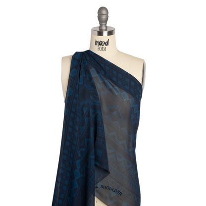 Mood Exclusive Navy Awaiting Eruption Viscose Chiffon Panel Detail