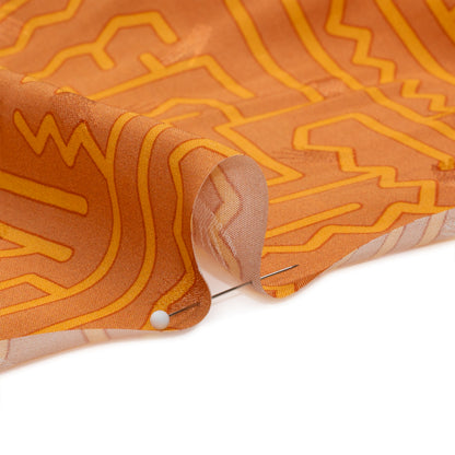 Hands Viscose Jacquard Print - Orange Maze Lines - Mood Exclusive Great Escape Folded