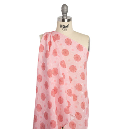 Hands Viscose Jacquard Print - Pink Geometric - Mood Exclusive Retro Reverb Detail