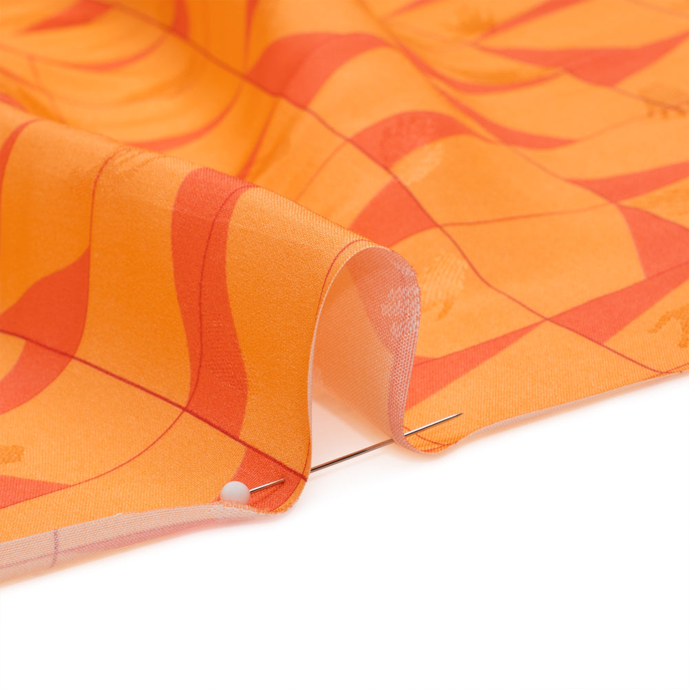 Hands Viscose Jacquard Print - Orange Broken Squares - Mood Exclusive Theorem Thoughts Folded