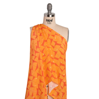 Hands Viscose Jacquard Print - Orange Broken Squares - Mood Exclusive Theorem Thoughts Detail