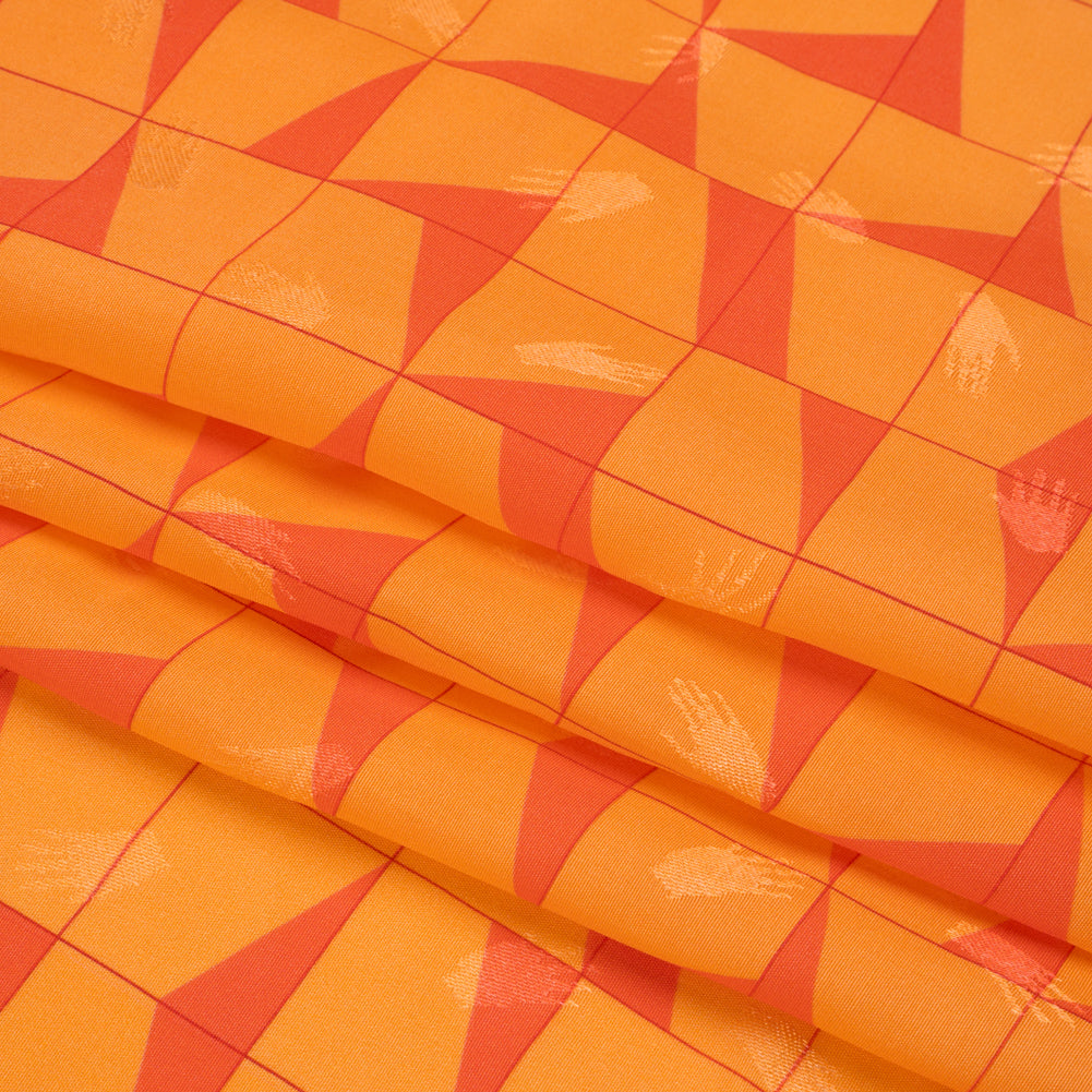 Hands Viscose Jacquard Print - Orange Broken Squares - Mood Exclusive Theorem Thoughts Full