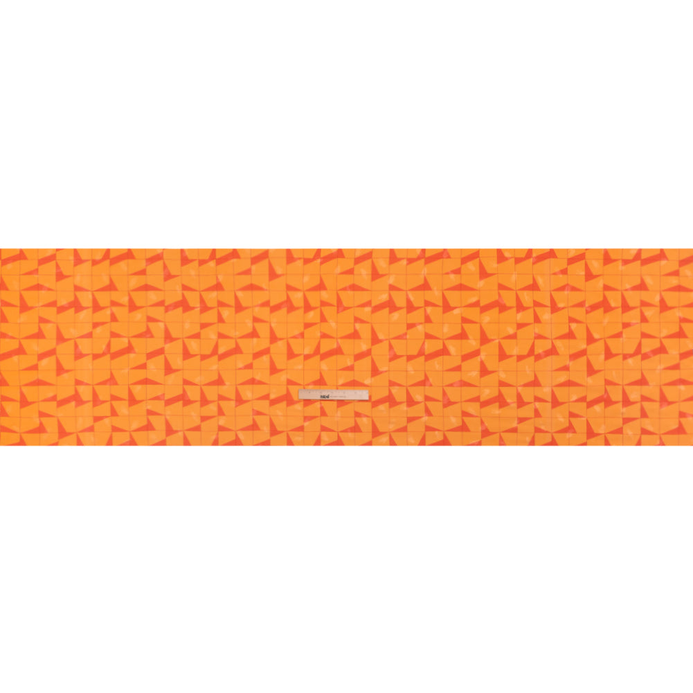 Hands Viscose Jacquard Print - Orange Broken Squares - Mood Exclusive Theorem Thoughts Drape