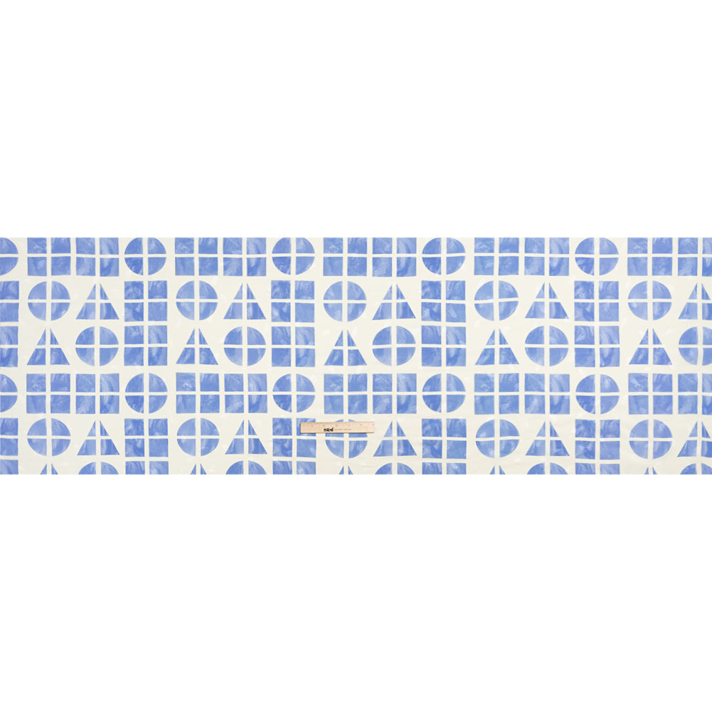 Hands Viscose Jacquard Print - Blue Divided Geometric Shapes - Mood Exclusive Elementary Views Drape
