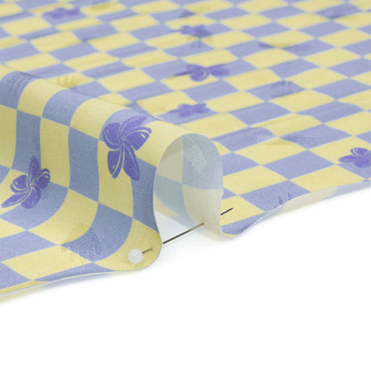 Hands Viscose Jacquard Print - Light Blue Floral Checkerboard - Mood Exclusive Dippin' Disco Folded