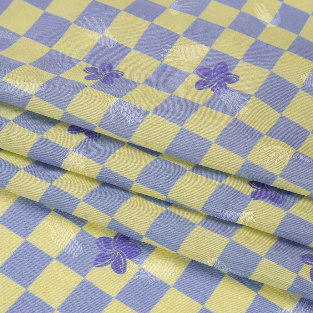 Hands Viscose Jacquard Print - Light Blue Floral Checkerboard - Mood Exclusive Dippin' Disco Full