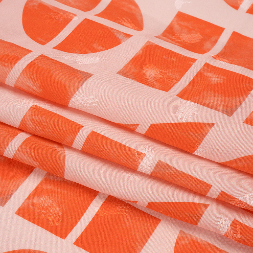 Hands Viscose Jacquard Print - Coral Divided Geometric Shapes - Mood Exclusive Elementary Views Full