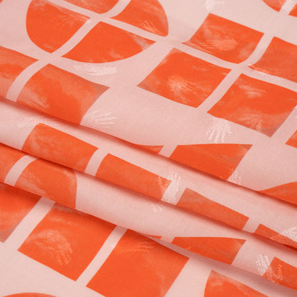 Hands Viscose Jacquard Print - Coral Divided Geometric Shapes - Mood Exclusive Elementary Views Full