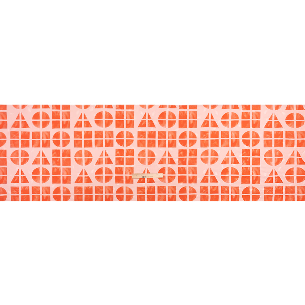 Hands Viscose Jacquard Print - Coral Divided Geometric Shapes - Mood Exclusive Elementary Views Drape