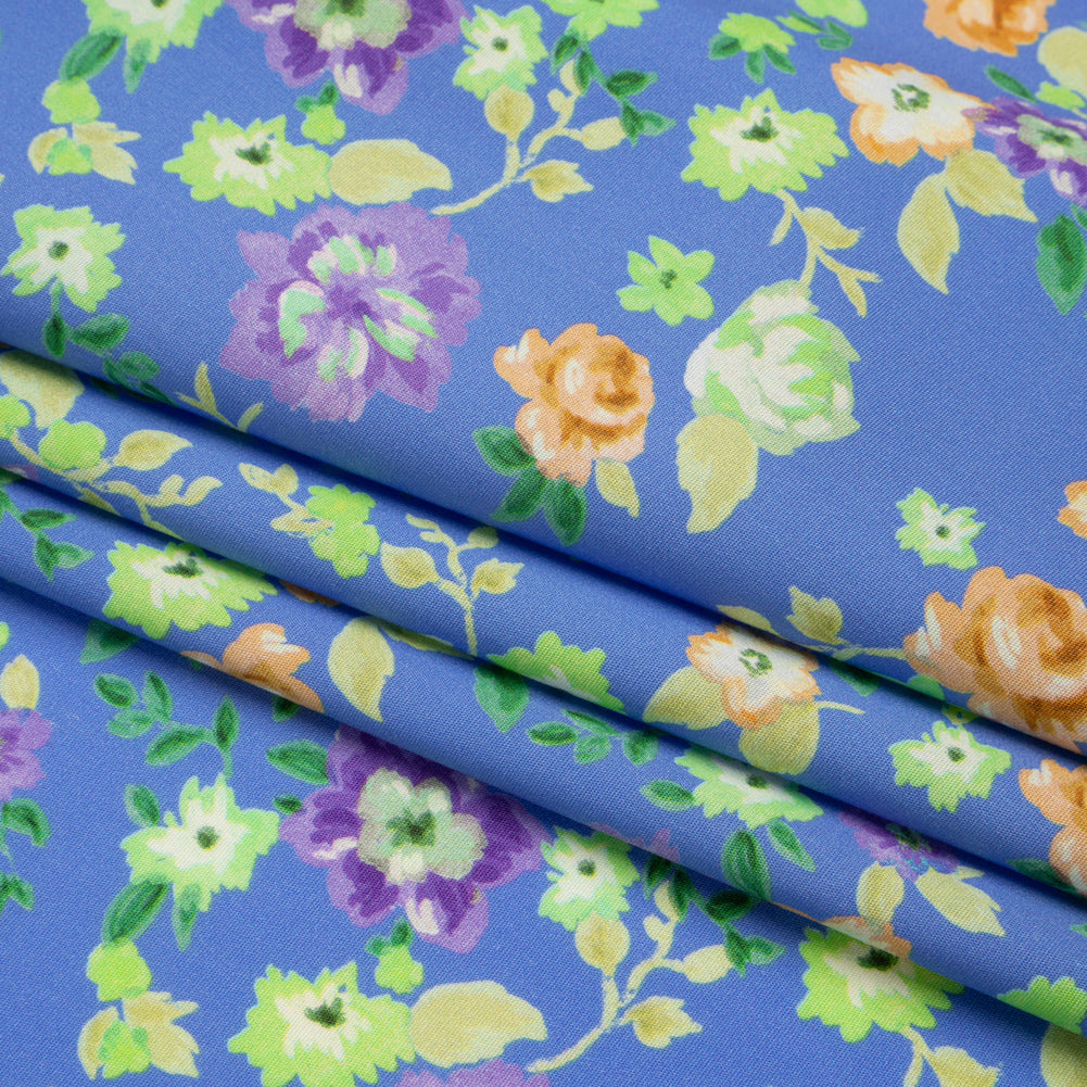 Mood Exclusive Blue Inch by Inch Stretch Cotton Poplin Folded