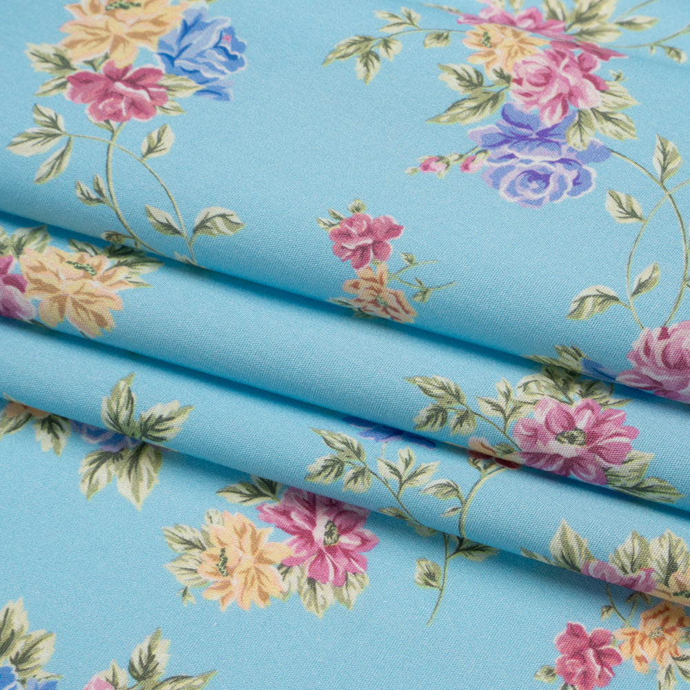 Mood Exclusive Blue Aromatic Enchantments Stretch Cotton Poplin Folded