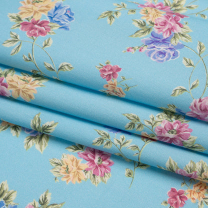 Mood Exclusive Blue Aromatic Enchantments Stretch Cotton Poplin Folded