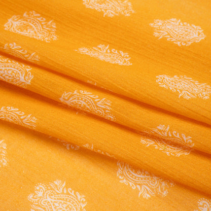 Crinkled Cotton Gauzy Woven Print - Mango Orange Paisley Spots - Mood Exclusive Perhaps Paisleys Folded