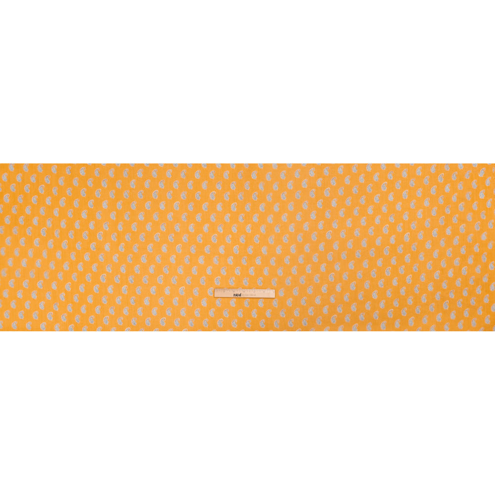 Crinkled Cotton Gauzy Woven Print - Mango Orange and Blue Paisley - Mood Exclusive Bit of Bloom Full