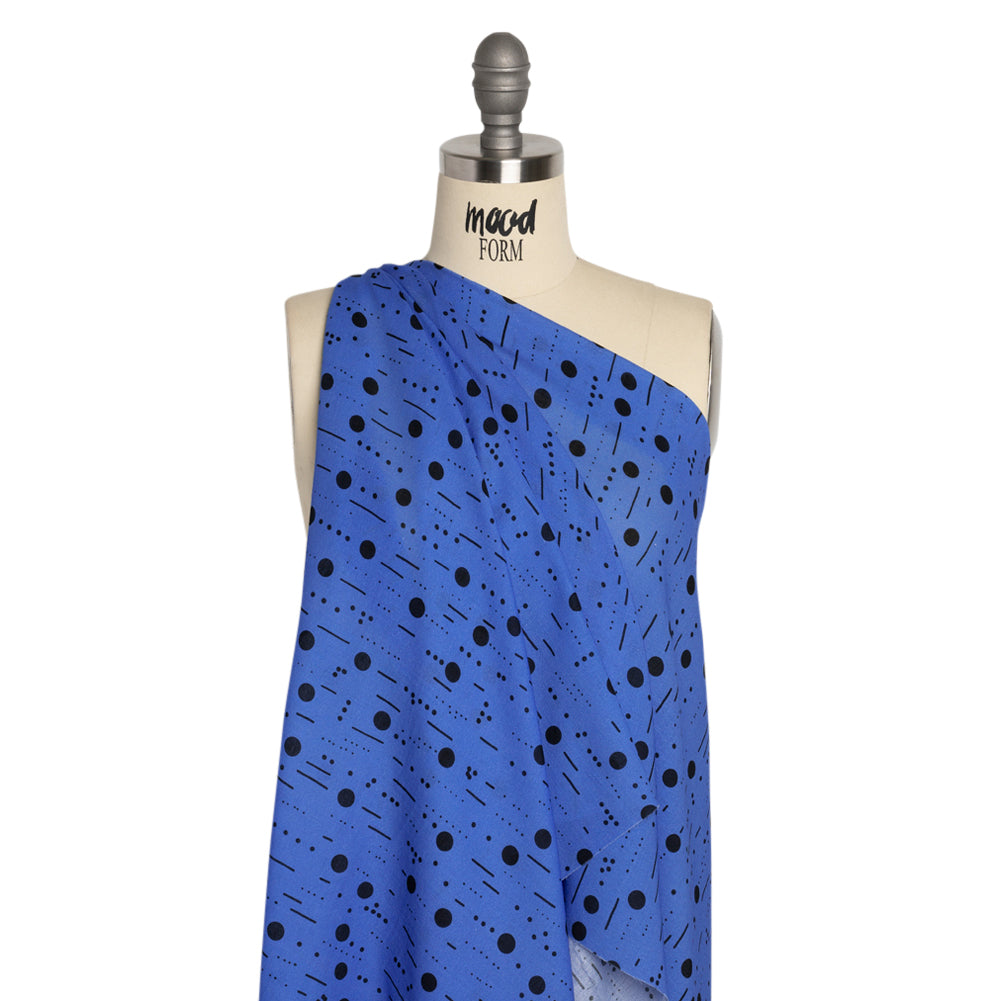 Mood Exclusive Blue Dot-Dash Decode Cotton Crepe Drape