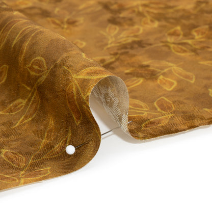 Floral Viscose Jacquard Print - Brown Tie Dye and Leaves - Mood Exclusive Little Sprigs Folded