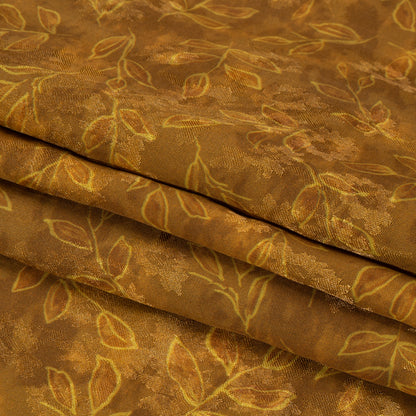 Floral Viscose Jacquard Print - Brown Tie Dye and Leaves - Mood Exclusive Little Sprigs Full