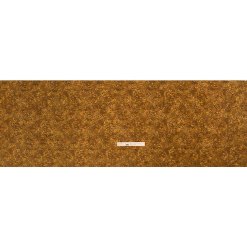 Floral Viscose Jacquard Print - Brown Tie Dye and Leaves - Mood Exclusive Little Sprigs Drape