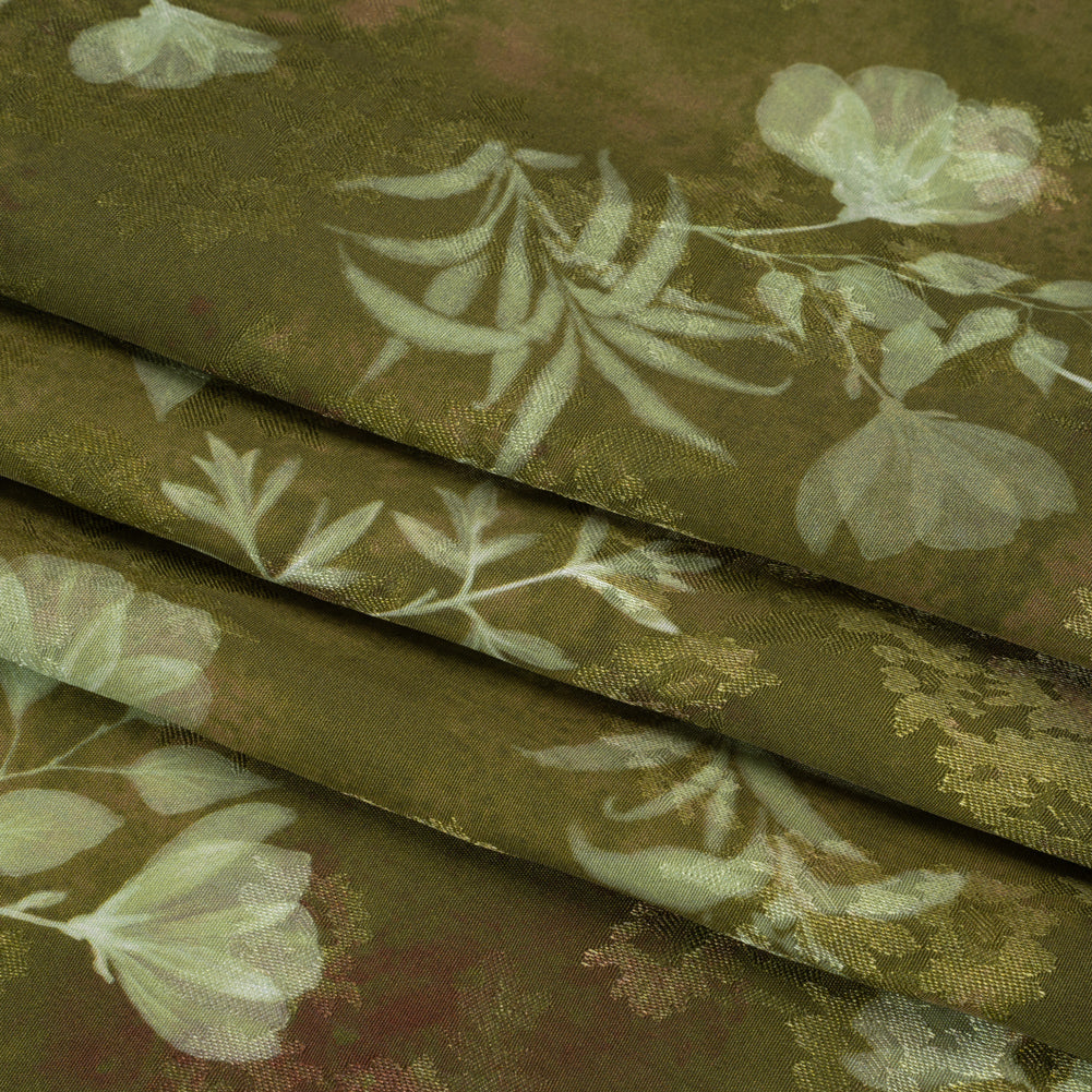 Floral Viscose Jacquard Print - Olive Green Leafy Floral - Mood Exclusive Willow Wanderer Full