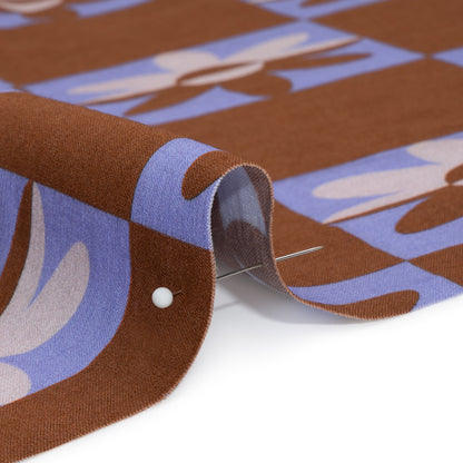 Mood Exclusive Brown Check Yourself Stretch Viscose and Polyamide Twill Folded