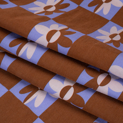 Mood Exclusive Brown Check Yourself Stretch Viscose and Polyamide Twill Full