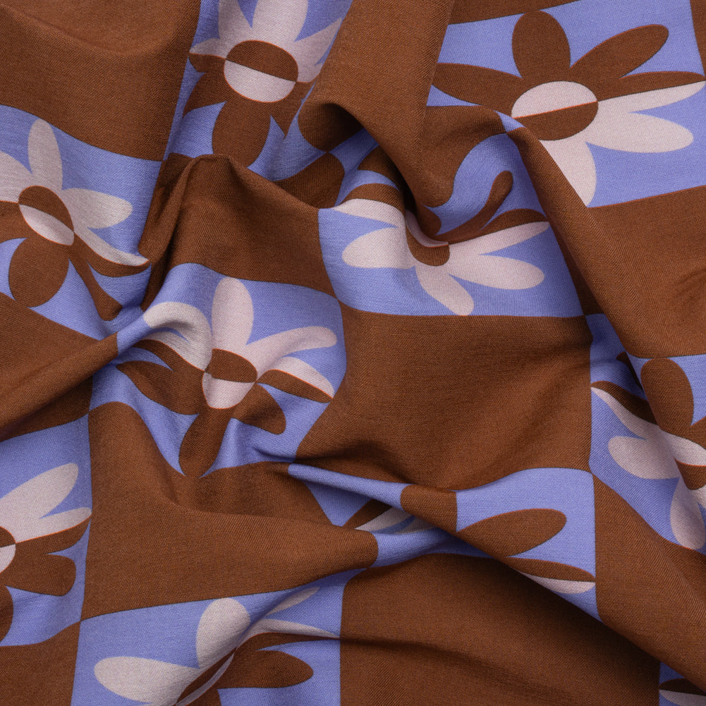 Mood Exclusive Brown Check Yourself Stretch Viscose and Polyamide Twill