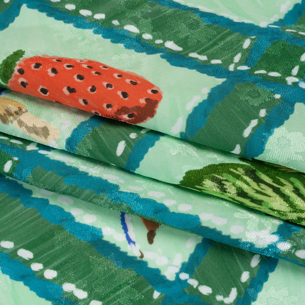 Floral Viscose Jacquard Print - Green Outdoorsy Icons Grid - Mood Exclusive Take a Hike Full
