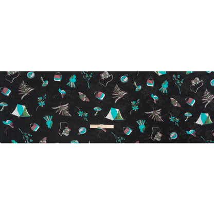 Floral Viscose Jacquard Print - Black, Blue and Red Camping Icons - Mood Exclusive Friend of Fern Drape