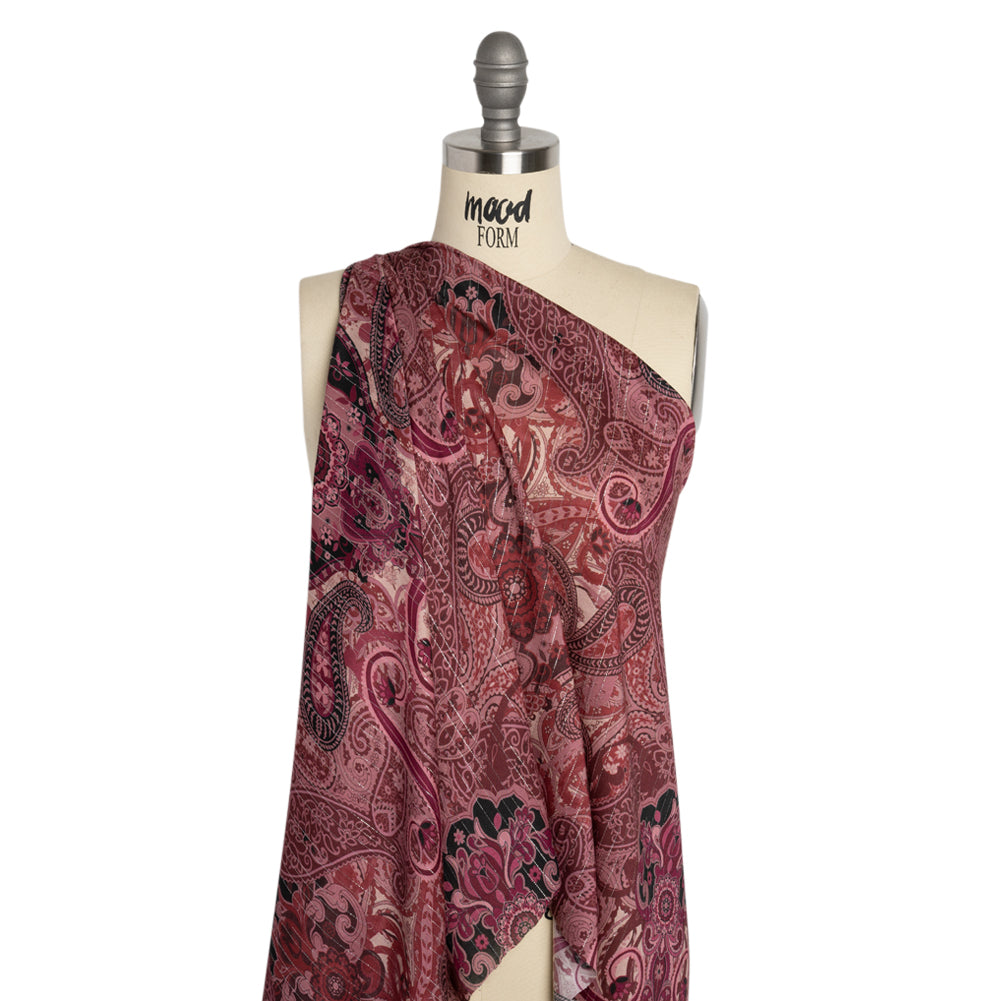 Mood Exclusive Plum Vision Metallic Striped Viscose Dobby Detail