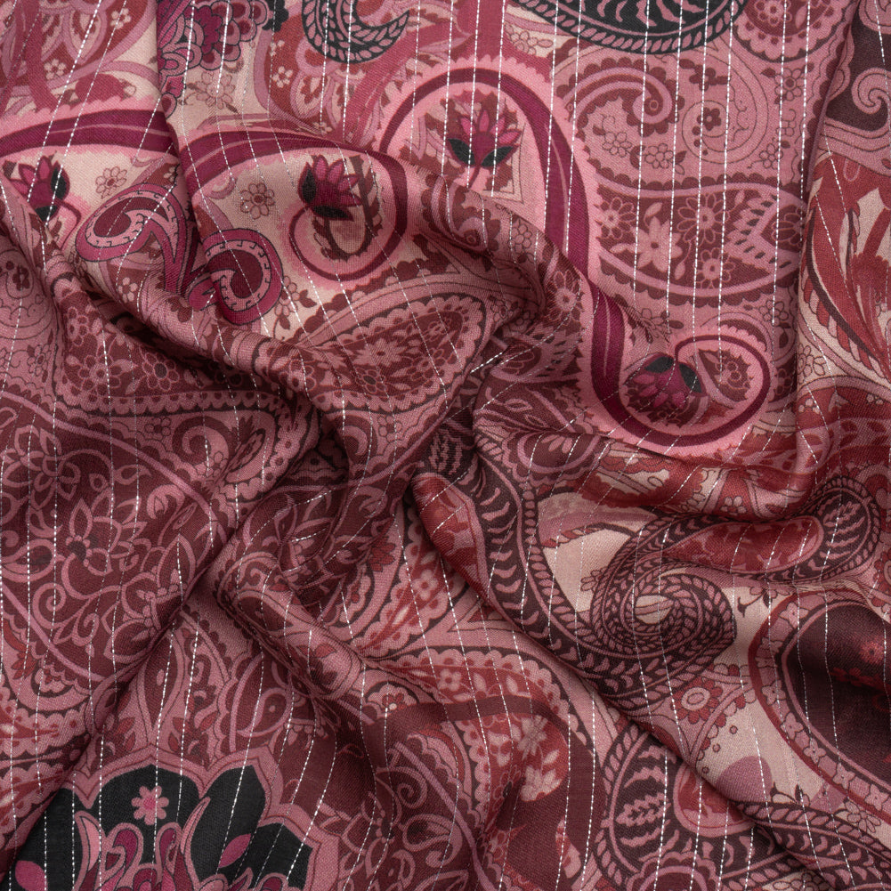 Mood Exclusive Plum Vision Metallic Striped Viscose Dobby