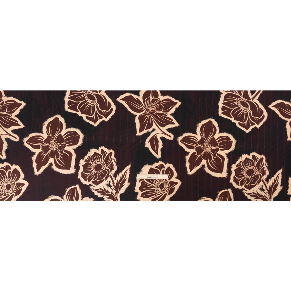 Striped Viscose Jacquard Print - Burgundy Floral - Mood Exclusive Simple Luxuries Drape