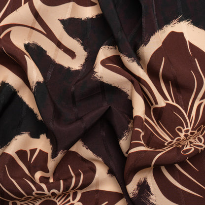 Striped Viscose Jacquard Print - Burgundy Floral - Mood Exclusive Simple Luxuries