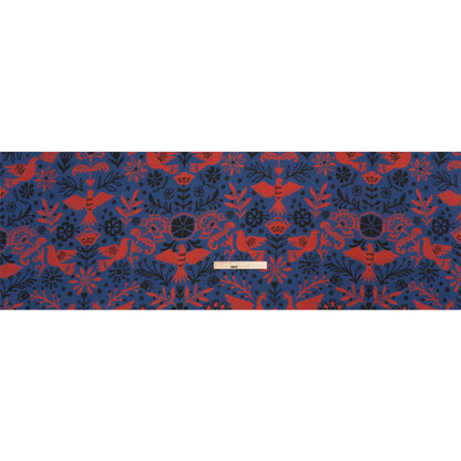 Mood Exclusive Blue Feathered Folklore Sustainable Viscose and Polyester Twill Drape