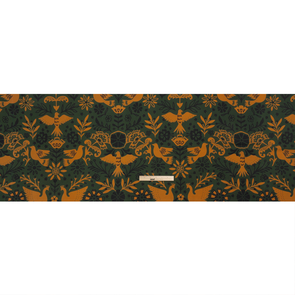 Mood Exclusive Green Feathered Folklore Sustainable Viscose and Polyester Twill Drape