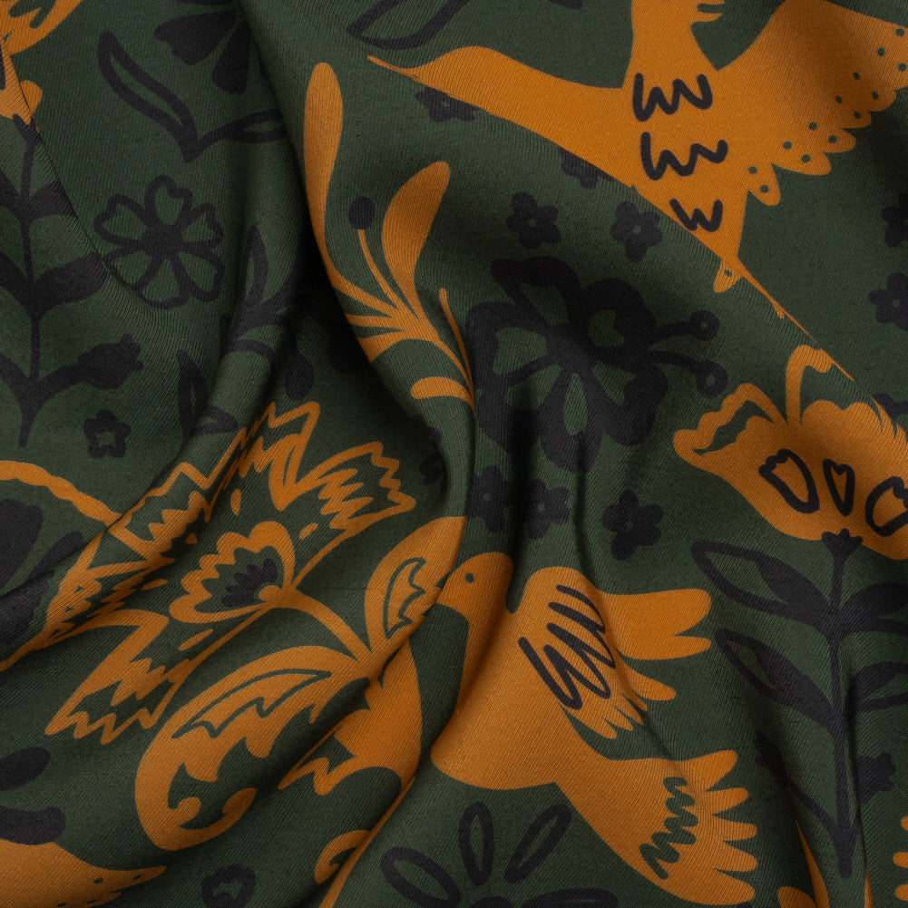 Mood Exclusive Green Feathered Folklore Sustainable Viscose and Polyester Twill
