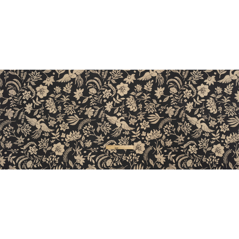 Mood Exclusive Black Pheonix Flowers Sustainable Viscose and Polyester Twill Drape