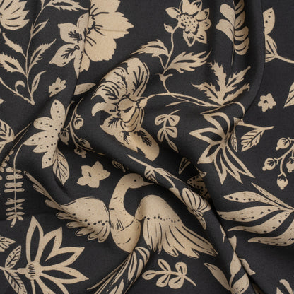 Mood Exclusive Black Pheonix Flowers Sustainable Viscose and Polyester Twill