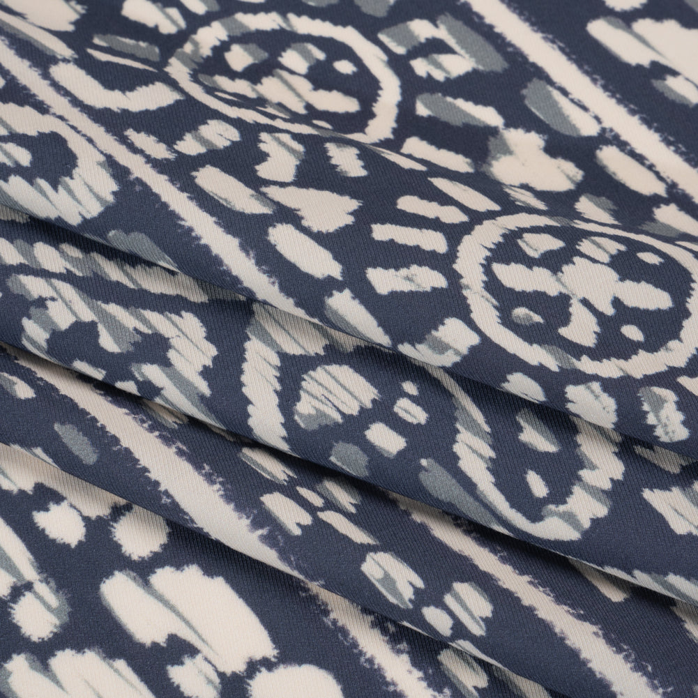 Mood Exclusive Blue Sun Carvings Sustainable Viscose and Polyester Twill - Folded