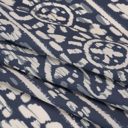 Mood Exclusive Blue Sun Carvings Sustainable Viscose and Polyester Twill