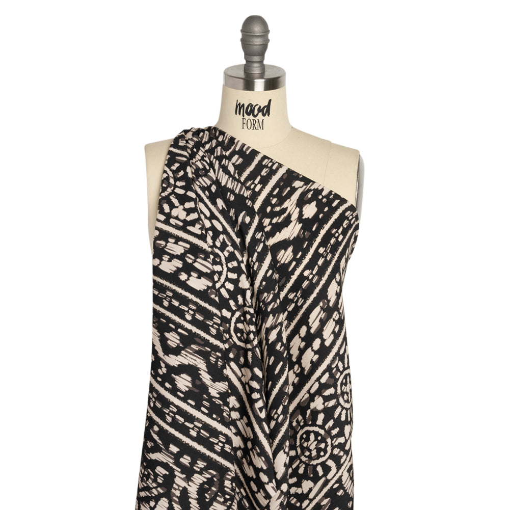 Mood Exclusive Black Sun Carvings Sustainable Viscose and Polyester Twill Detail