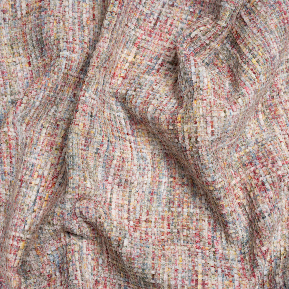 Pink, Blue and Cream Mottled Chenille Tweed
